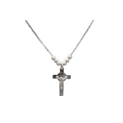 GARGANTILLA PLATA .925 CRUZ S.BENITO SD MEX.