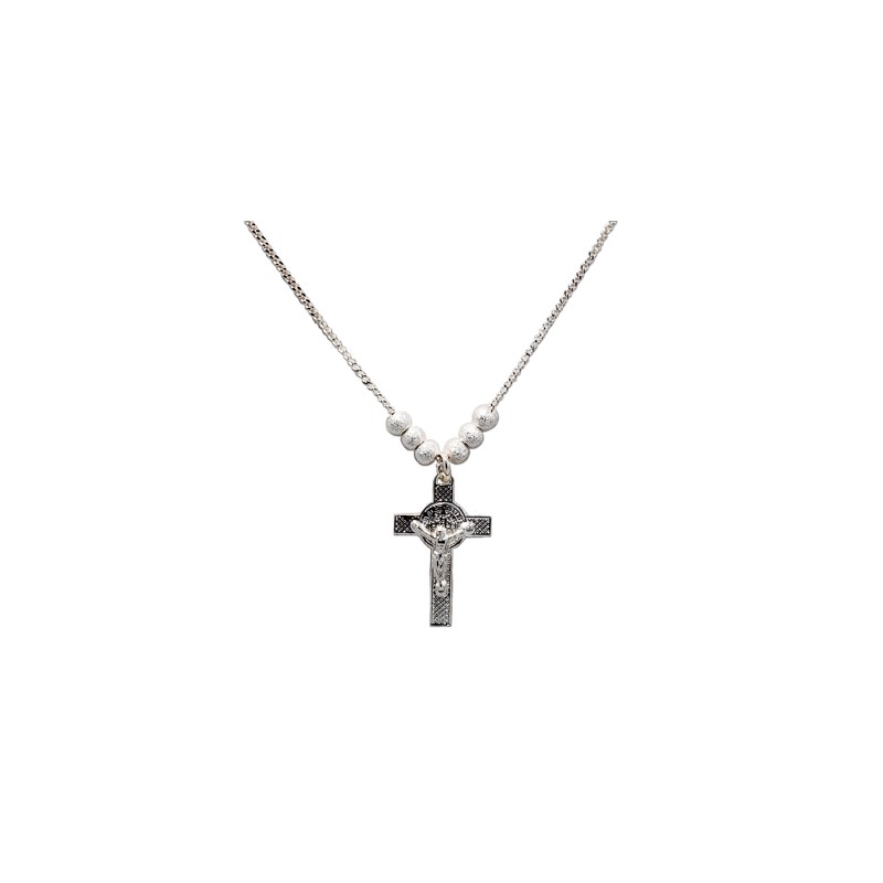GARGANTILLA PLATA .925 CRUZ S.BENITO SD MEX.