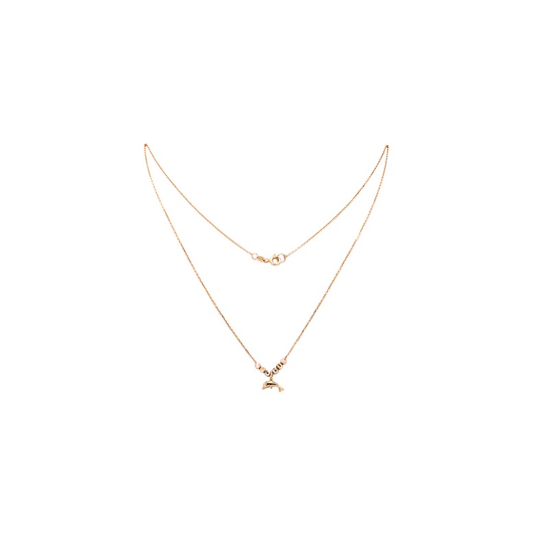 GARGANTILLA ORO 10K SD DELFIN GLOBO FLZ FLOR MEX.