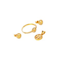 JUEGO ORO 10K ARE/ANI/DIJE MARIPOSA C/P FLZ AMA MEX.