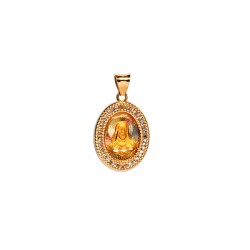 MEDALLA ORO 10K SAG. CRZN C/P OVAL AR0-10 FLOR MEX.