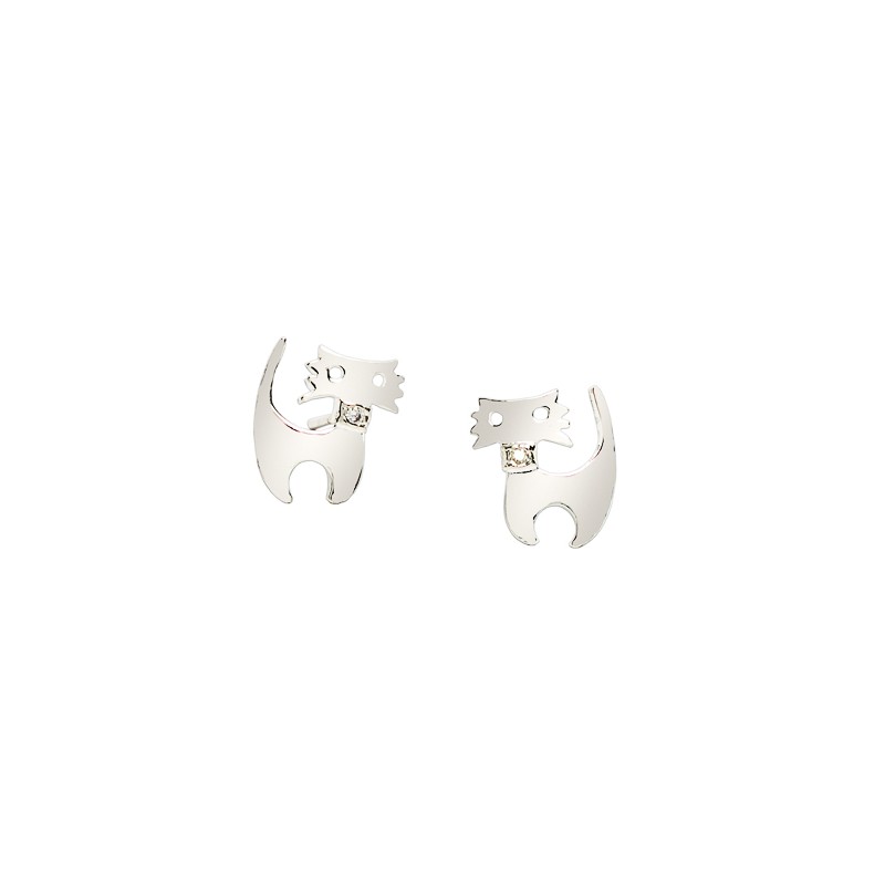 ARETES PLATA .925 GATO VAC MEX.
