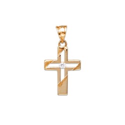 DIJE ORO 14K CRUZ SIL C/P FLZ AMA MEX.