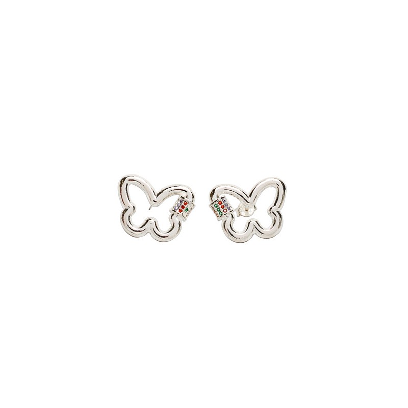 ARETES PLATA .925 MARIPOSA C/P COLOR TUR MEX.