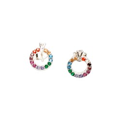 ARETES PLATA .925 ANILLITO C/P COLORES TUR MEX.