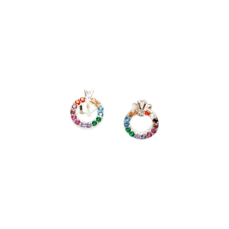 ARETES PLATA .925 ANILLITO C/P COLORES TUR MEX.