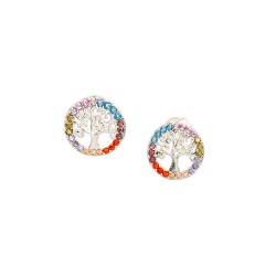 ARETES PLATA .925 ARBOL DE LA VIDA C/P COLORES TUR MEX.