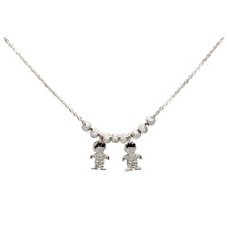 GARGANTILLA PLATA .925 2 NIÑOS SD MEX.
