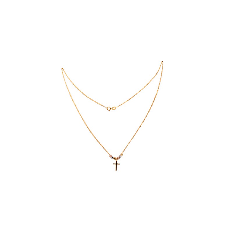 GARGANTILLA ORO 10K SD CRUZ FLZ FLOR MEX.