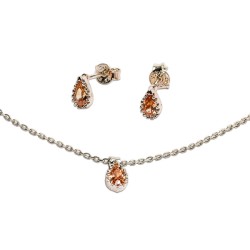 JUEGO PLATA .925 ARE/GARG GOTA AMBAR LN2 MEX.