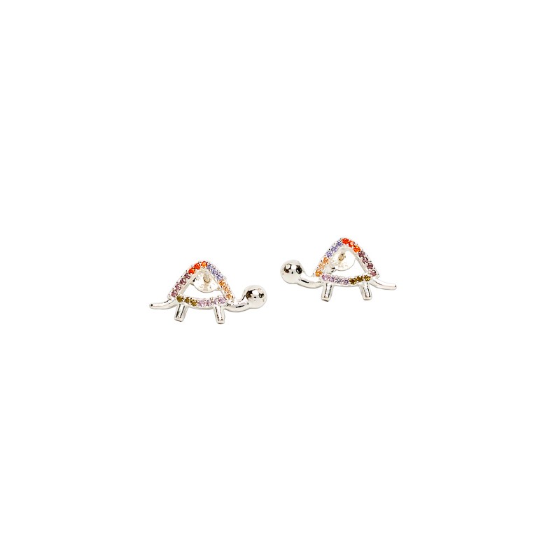 ARETES PLATA .925 TORTUGA C/P COLORES TUR MEX.