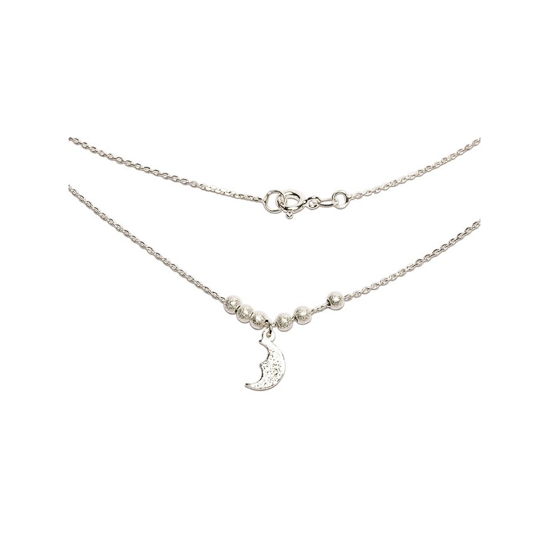 GARGANTILLA PLATA .925 LUNA DIAM SD MEX.