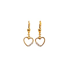 ARETES ORO 10K COLG CORAZON FLZ AMA MEX.