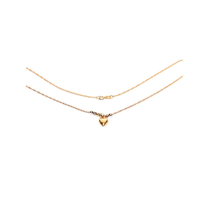 GARGANTILLA ORO 14K CORAZON GLOBO FLZ FLOR MEX..