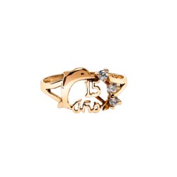 ANILLO ORO 10K 15 AÑOS DELFIN MOD. AD977 AMA MEX.