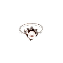 ANILLO ORO 14K PERLA MOD. AP-003 BCO MEX.