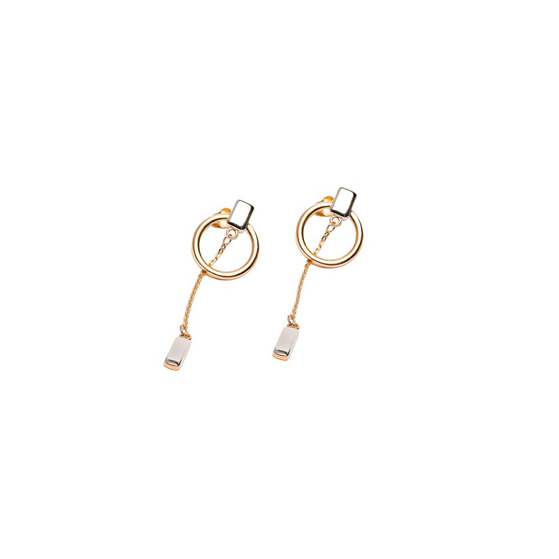 ARETES ORO 10K CIRCULO C/CADENA COLG FLZ COMB MEX.