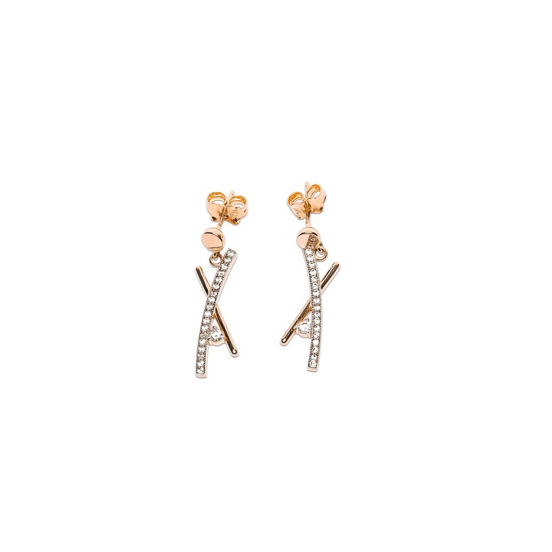 ARETES ORO 10K "X" 1 LINEA C/P FLZ COMB MEX