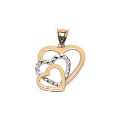 DIJE ORO 10K CORAZONES SIL. DIAM FLZ COMB MEX.