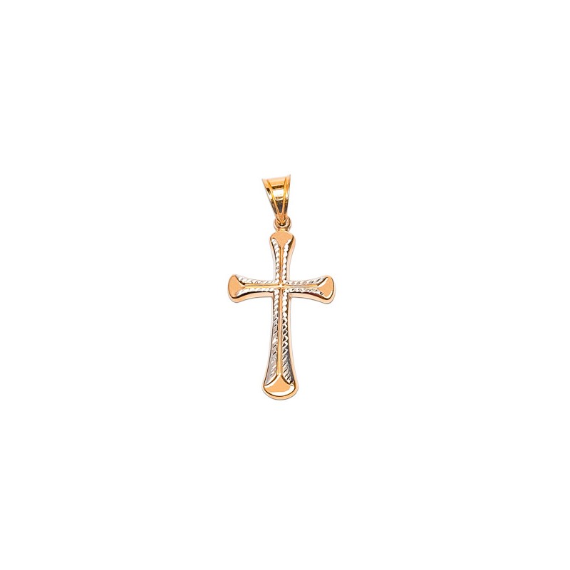 DIJE ORO 10K CRUZ DIAM FLZ COMB MEX.