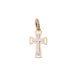 DIJE ORO 10K CRUZ DOBLE FLZ COMB MEX.