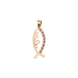 DIJE ORO 10K PEZ JESUS C/BOLAS FLZ FLOR MEX.