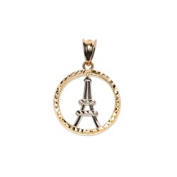 DIJE ORO 14K TORRE EIFFEL C/CIRCULO FLZ COMB MEX.