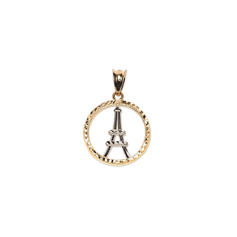 DIJE ORO 14K TORRE EIFFEL C/CIRCULO FLZ COMB MEX.