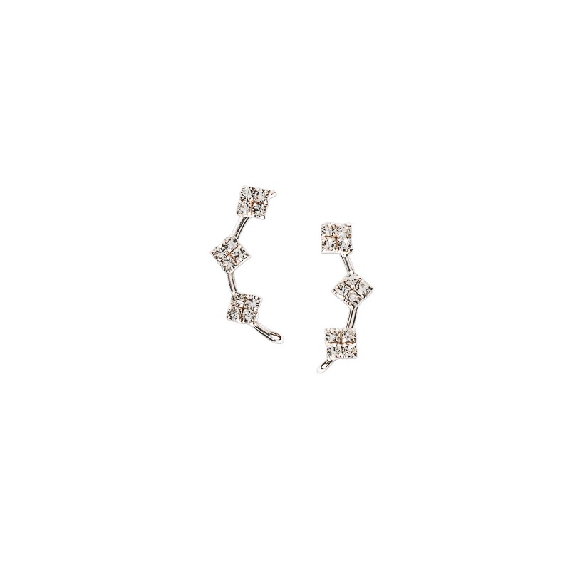 ARETES PLATA .925 TREP 3 ROMBOS C/P MEX.
