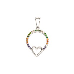 DIJE PLATA .925 CIRCULO C/CRZN P/COLORES TUR MEX.