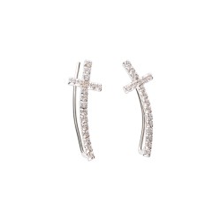 ARETES PLATA .925 TREP CRUZ C/ZRC MEX.