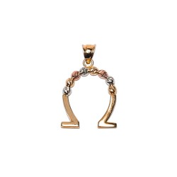 DIJE ORO 10K HERRADURA C/BOLITAS FLOR FLZ MEX.