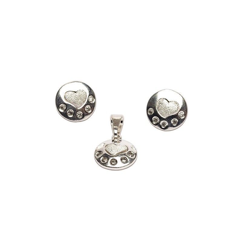 JUEGO PLATA .925 ARE/DIJE CIRC CZN C/P VAC MEX.