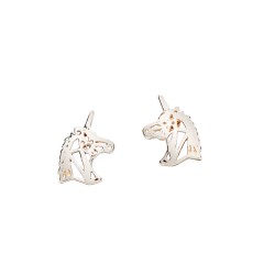 ARETES PLATA .925 UNICORNIO VAC MEX.