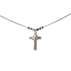 GARGANTILLA PLATA .925 CRUZ S.BENITO FACE SD MEX.