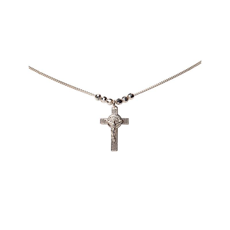 GARGANTILLA PLATA .925 CRUZ S.BENITO FACE SD MEX.