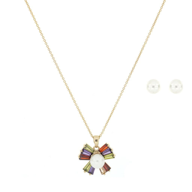 JUEGO CHAPA DE ORO ARE/GARG MOÑO/PERLA P/COLOR J15 MEX.