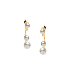 ARETES CHAPA DE ORO PERLA TRIPLE DESMONTABLE AP02 MEX.