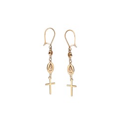 ARETES ORO 10K COLG. VIRGEN/CRUZ  C/P 07-10 AMA MEX.