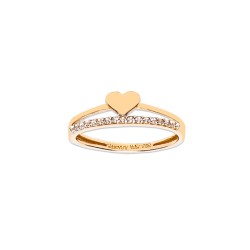 ANILLO ORO 10K CORAZON C/PIEDRAS FLZ AMA MEX.