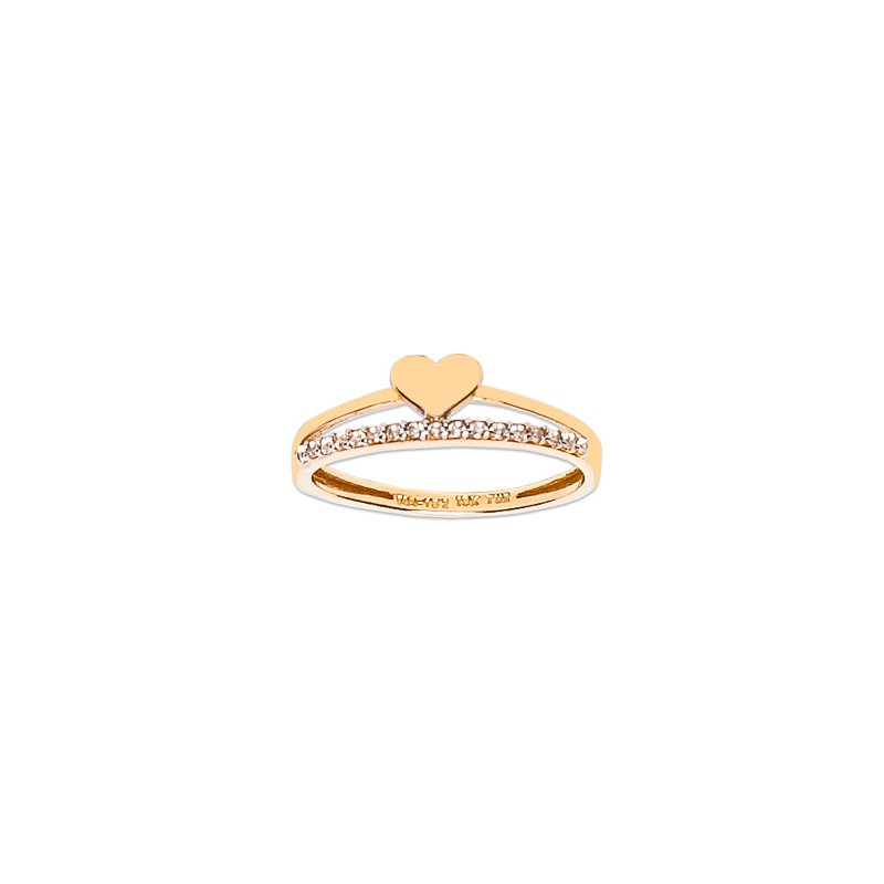 ANILLO ORO 10K CORAZON C/PIEDRAS FLZ AMA MEX.