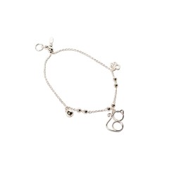 PULSERA PLATA .925 GATITO CANDY AJUSTABLE MEX.