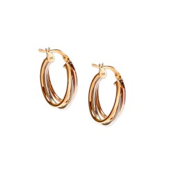 ARRACADAS ORO 10K TRIPLE LISA OVAL FLX FLOR MEX.