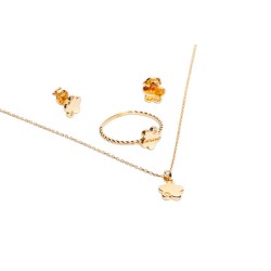 JUEGO ORO 10K ARE/ANI/GARG FLOR C/P FLZ MEX.