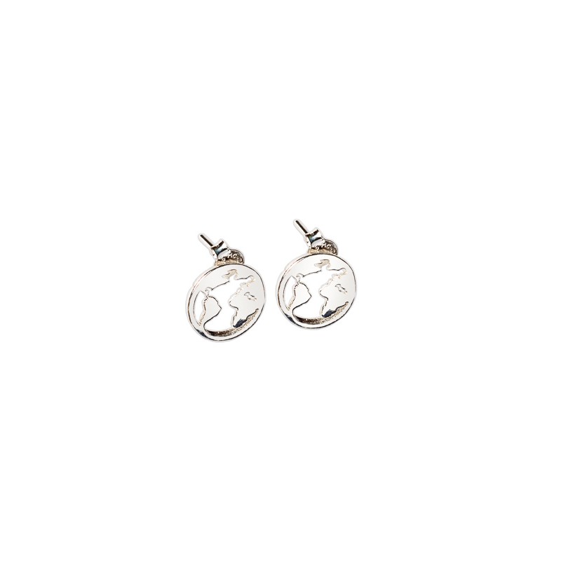 ARETES PLATA .925 MAPA MUNDI VAC MEX.