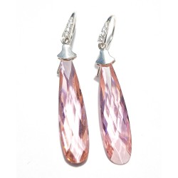 ARETES PLATA .925 LARGO ROSA S231 MEX.