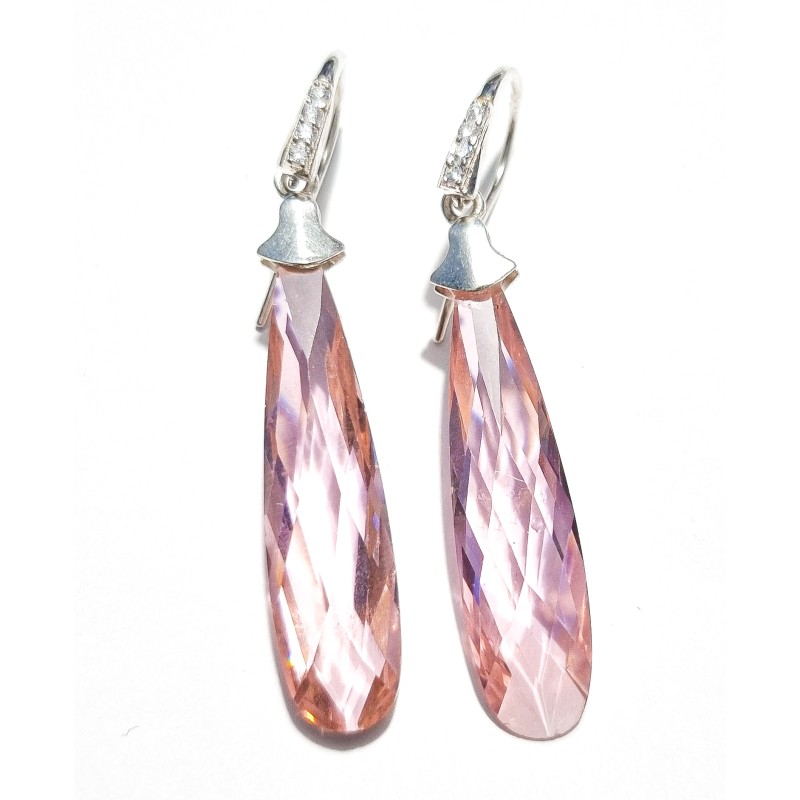 ARETES PLATA .925 LARGO ROSA S231 MEX.