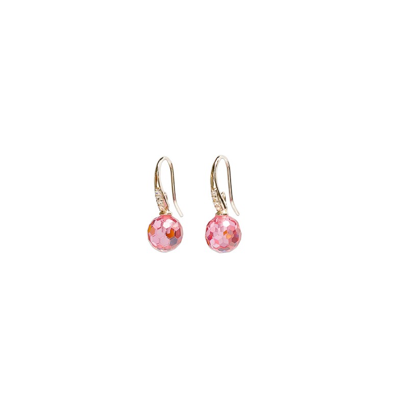 ARETES PLATA .925 COLG BOLA ROSA S231 MEX.