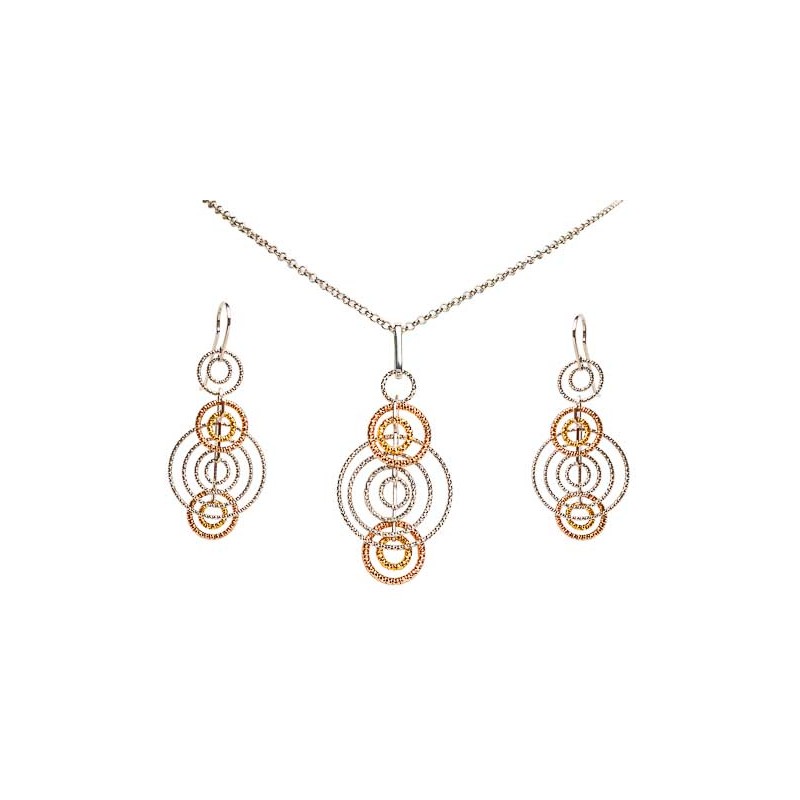 JUEGO PLATA .925 ARE/GARG CIRCULOS IP16 COMB MEX.