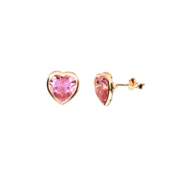 BROQUEL ORO 10K BISEL CORAZON 8X8 ROSA MEX.